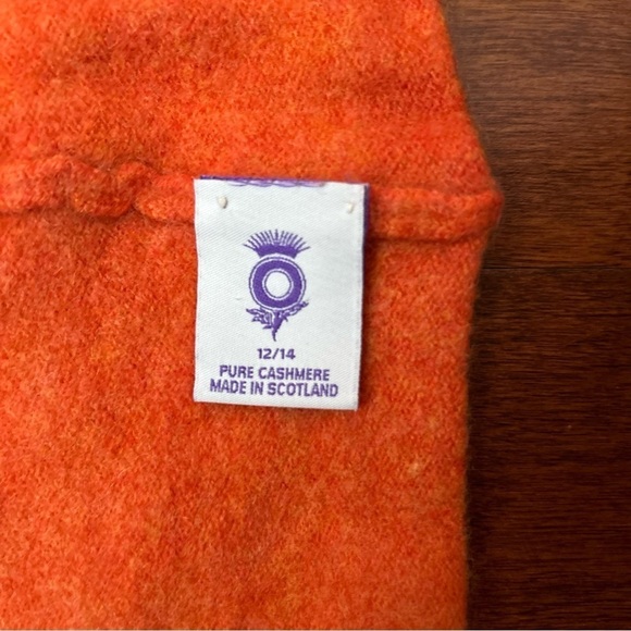 Brora Scottish Cashmere Girl’s Orange Front Tie Cardigan, Size 12/14 - Picture 8 of 9